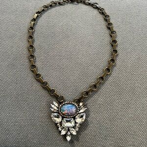 Loren Hope Statement Necklace with Crystal Accents and Opal like stone.